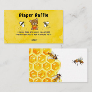 Cute Teddy Bear Honey Bumblebee Diaper Raffle  Business Card