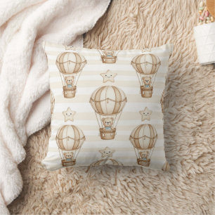 Cute Teddy Bear Hot Air Balloon Neutral Pattern 5 Cushion