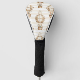 Cute Teddy Bear Hot Air Balloon Neutral Pattern 5 Golf Head Cover