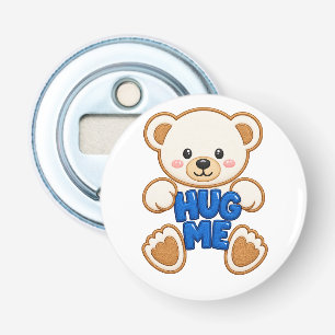 Cute Teddy Bear Hug Me Embroidery Style Cute Bear Bottle Opener