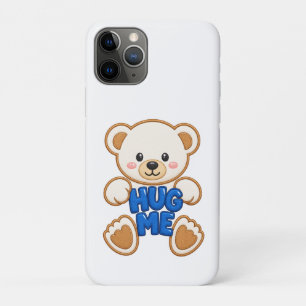 Cute Teddy Bear Hug Me Embroidery Style Cute Bear  iPhone 11 Pro Case