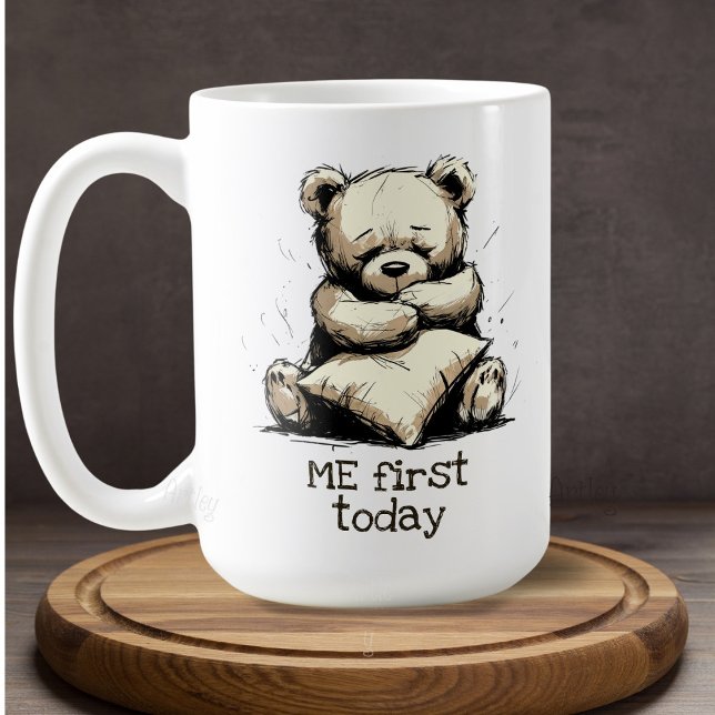 Cute Teddy Bear Hug Pillow Brown Self Care Coffee Mug (Creator Uploaded)