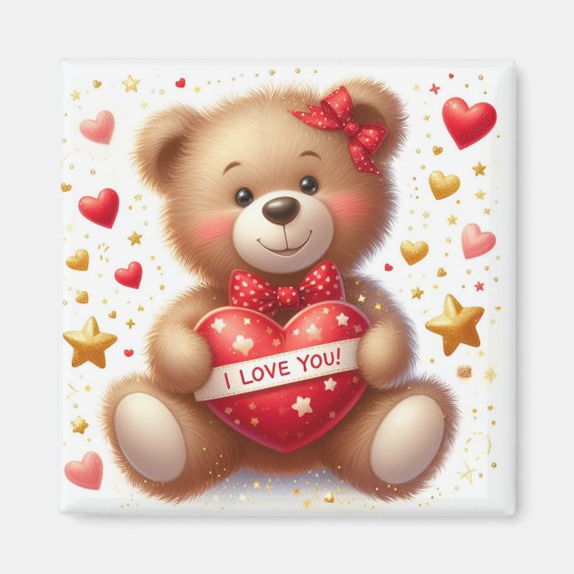 Cute Teddy Bear I Love You  Magnet (Front)