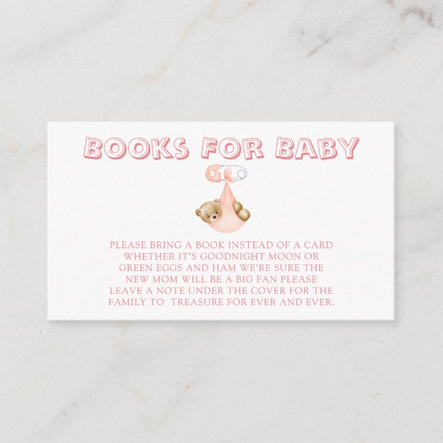 Cute Teddy Bear in a Diaper Girl Books For Baby Enclosure Card (Front)