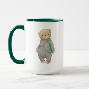 cute teddy bear in a jacket mug