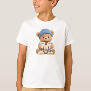 Cute Teddy Bear Initial M Sailor Boys T-Shirt