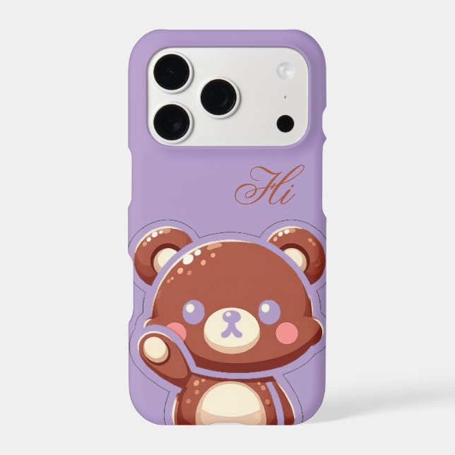 Cute Teddy Bear iPhone Case–Purple Aesthetic cover (Back)