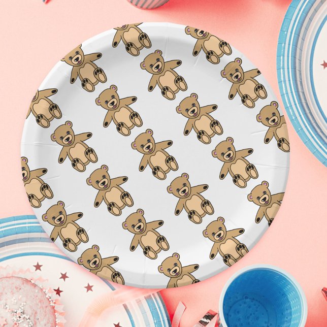 Cute Teddy Bear Kids Birtday Paper Plate (Creator Uploaded)