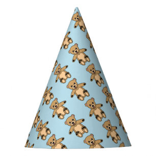 Cute Teddy Bear Kids Birthday Blue Party Hat