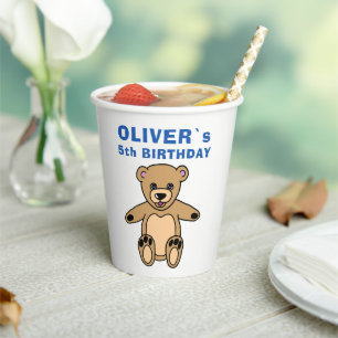 Cute Teddy Bear Kids Birthday Party Paper Cups