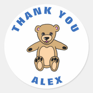 Cute Teddy Bear Kids Birthday Thank You Classic Round Sticker