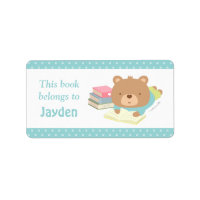 Cute Teddy Bear Kids Book Labels