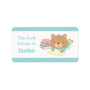 Cute Teddy Bear Kids Book Labels