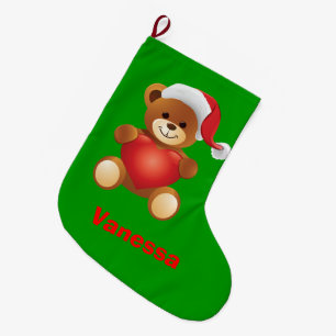 Cute Teddy Bear Kids Christmas Stocking