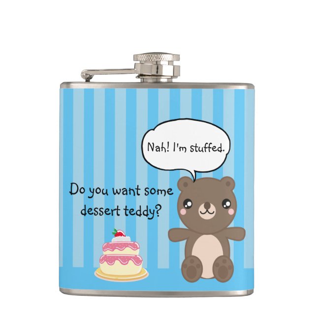 Cute Teddy Bear Kids Funny Joke  Hip Flask (Front)