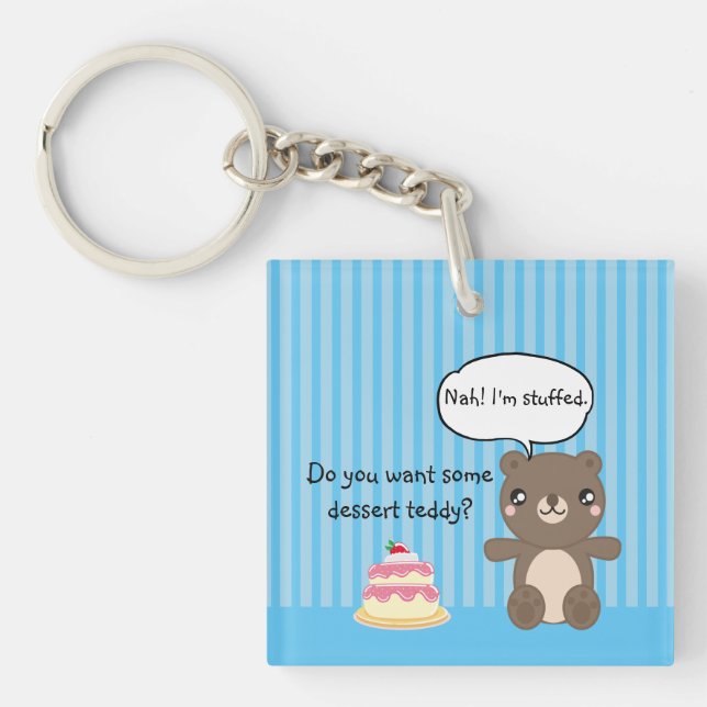 Cute Teddy Bear Kids Funny Joke  Key Ring (Front)