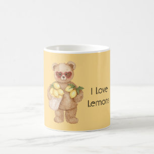 Cute Teddy Bear Lemons Heart Glasses   Coffee Mug