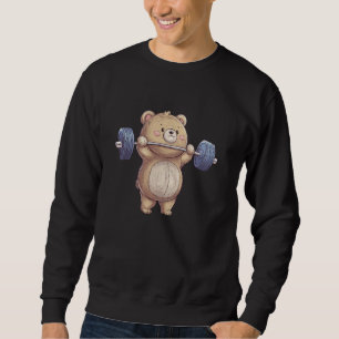 Cute Teddy Bear Lifting Weights Gym Workout Animal Sweatshirt