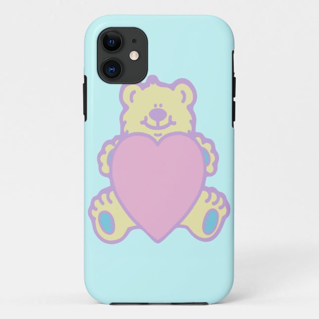 Cute Teddy Bear Love Heart Case-Mate iPhone Case (Back)