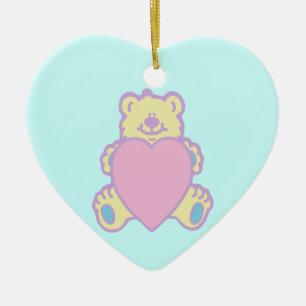 Cute Teddy Bear Love Heart Ceramic Tree Decoration