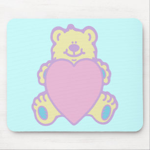 Cute Teddy Bear Love Heart Mouse Mat
