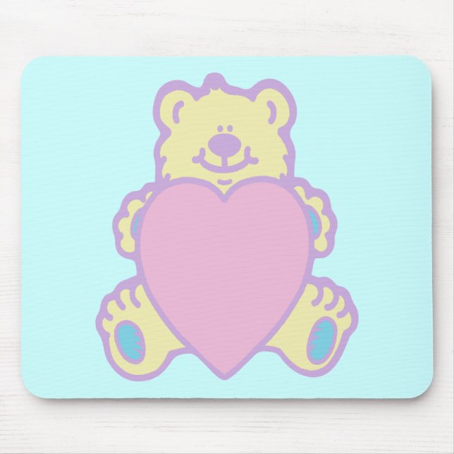 Cute Teddy Bear Love Heart Mouse Mat (Front)