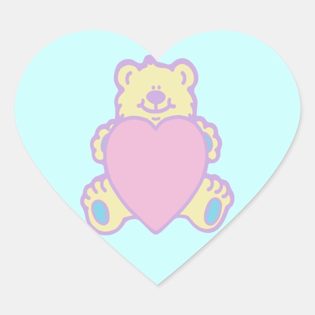 Cute Teddy Bear Love Heart Sticker (Front)