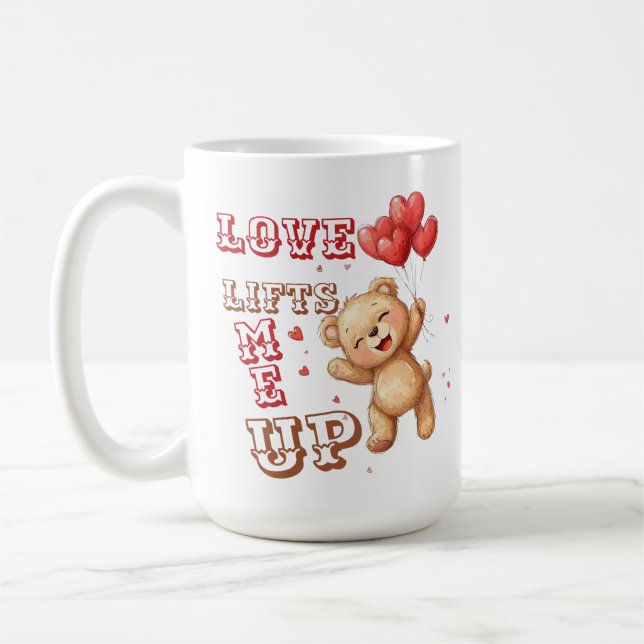 Cute Teddy Bear Love Lifts Mug (Left)