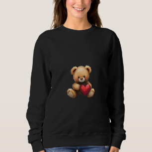 Cute Teddy Bear Love Women’s Black Sweatshirt