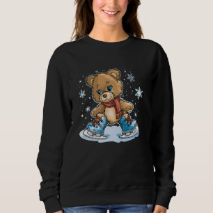 Cute Teddy Bear loves Ice skating in Winter Sweatshirt
