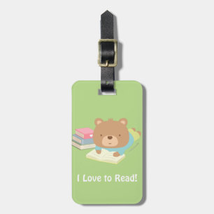 Cute Teddy Bear Loves To Read Travel Luggage Tag