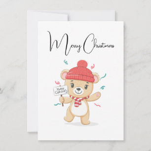  Cute Teddy Bear Merry Christmas Card