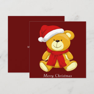 Cute Teddy Bear Merry Christmas Holiday Cards