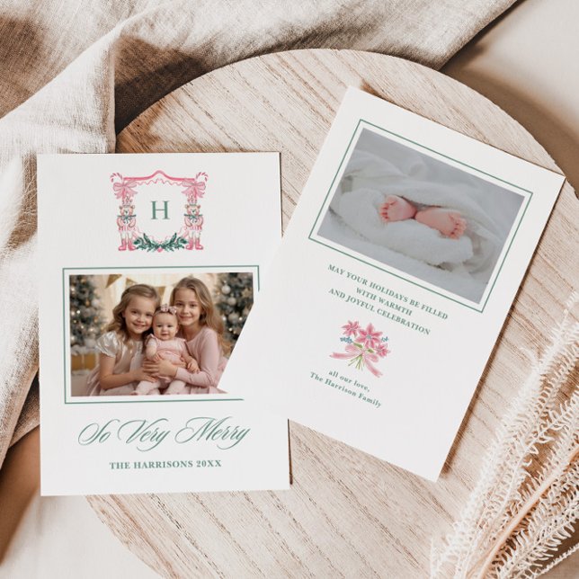 Cute Teddy Bear Monogram Crest  Holiday Card (Creator Uploaded)