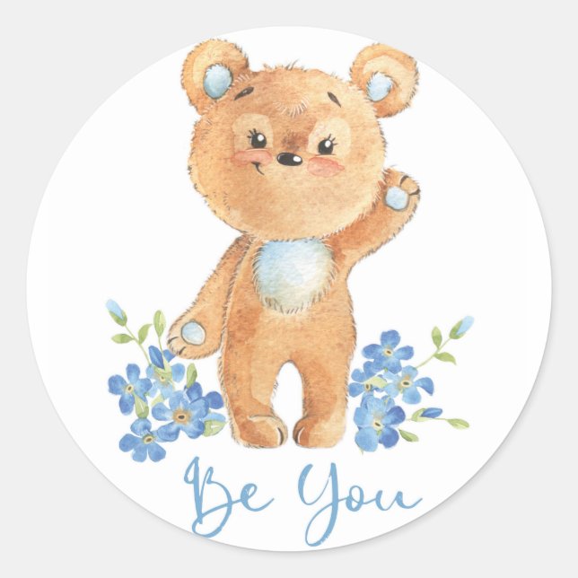 Cute Teddy Bear motivation sticker Be you (Front)