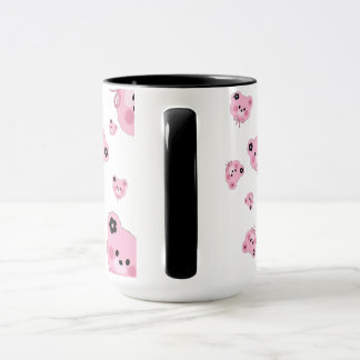 Cute Teddy Bear Mug – Pink & Black Coffee Cup