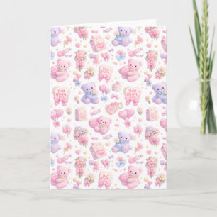 Cute Teddy Bear Mum Clipart Bundle Pastel Waterc Card