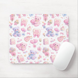 Cute Teddy Bear Mum Clipart Bundle Pastel Waterc Mouse Mat
