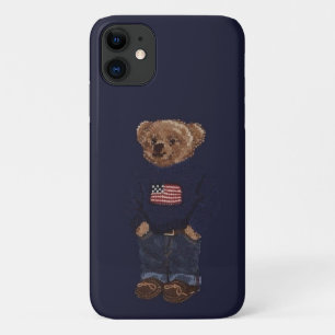 Cute Teddy Bear Navy Blue iPhone 11 Phone Case