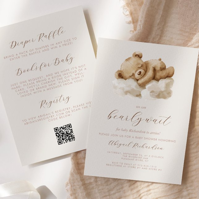 Cute Teddy Bear Neutral All-in-One Baby Shower Invitation (Creator Uploaded)