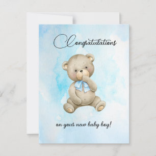 Cute Teddy bear new baby boy congratulations cards