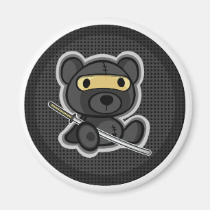 Cute teddy bear ninja samurai warrior magnet