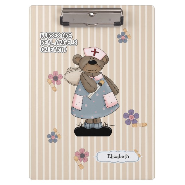 Cute Teddy Bear Nurse Appreciation Gift Clipboard (Front)