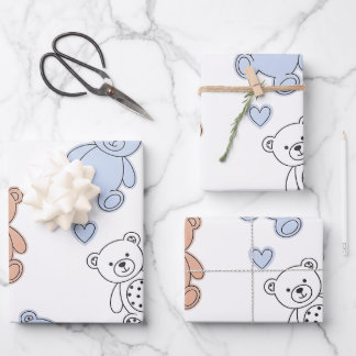 Cute Teddy Bear Nursery Wrapping Paper Sheet