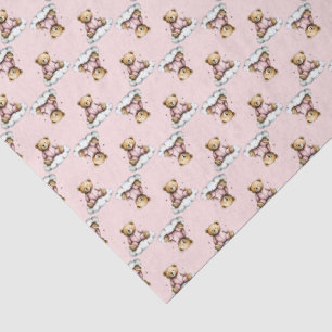 Cute Teddy Bear on a Cloud Pink PJs Tissue Paper
