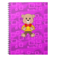 Cute Teddy Bear on Pink Geometric