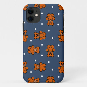 Cute teddy bear on polka dot iPhone 11 case