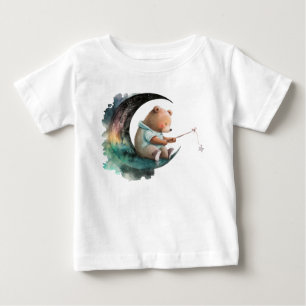 Cute Teddy Bear on the Moon, Plush Cartoon Bear Baby T-Shirt