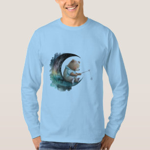 Cute Teddy Bear on the Moon, Plush Cartoon Bear T-Shirt