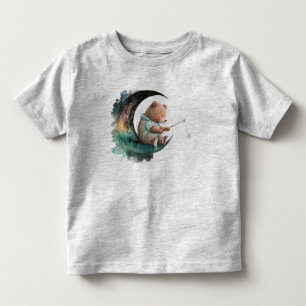 Cute Teddy Bear on the Moon, Plush Cartoon Bear Toddler T-Shirt